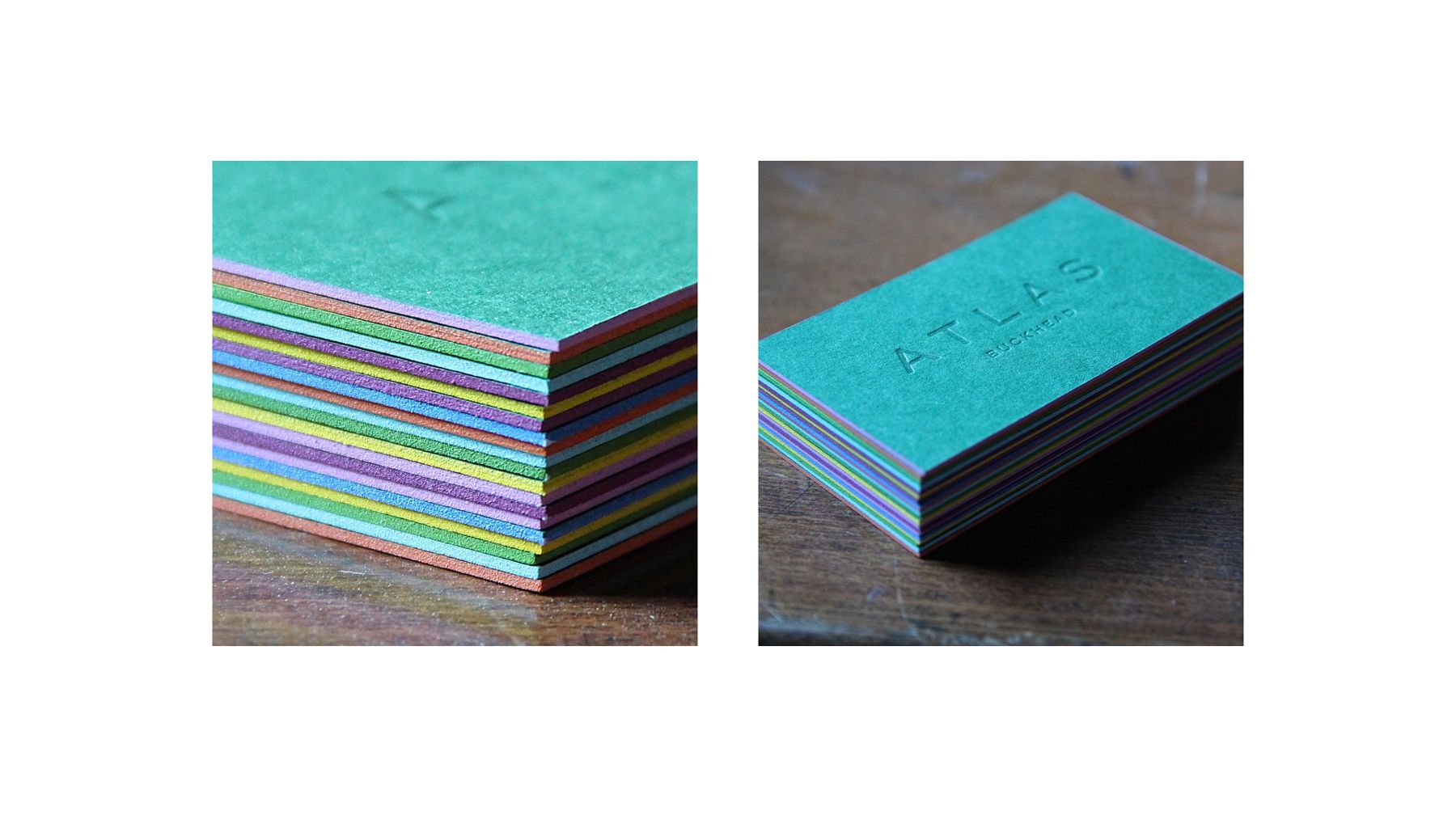 Letterpress cards with painted edges.