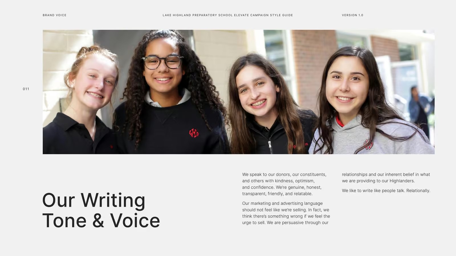 From the guide: how the campaign writes and speaks.