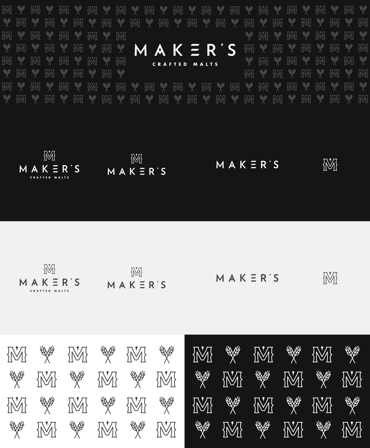 The logotype, its lockups and the pattern it makes.