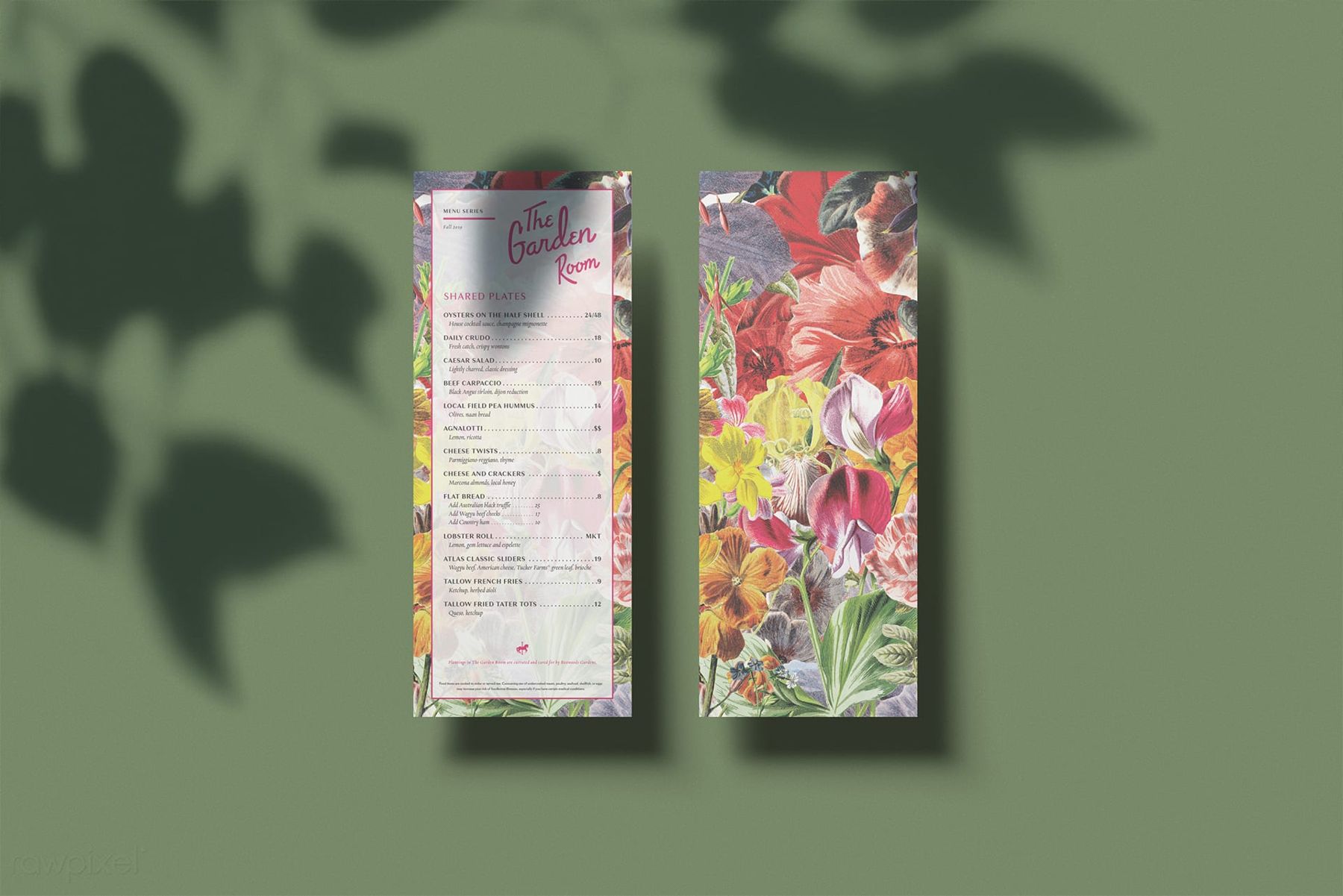 The dinner menus.